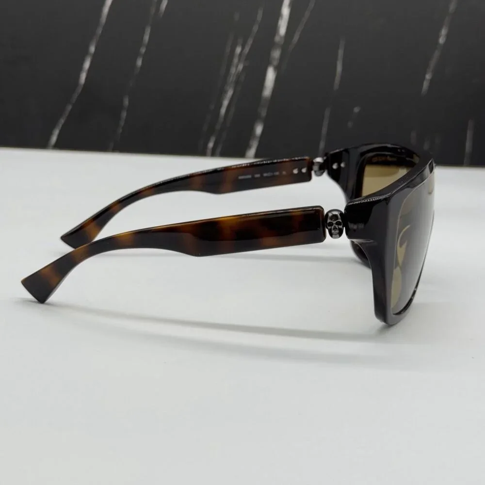 NEW AM0430S 005 ALEXANDER MCQUEEN HAVANA SHIELD UNISEX SUNGLASSES